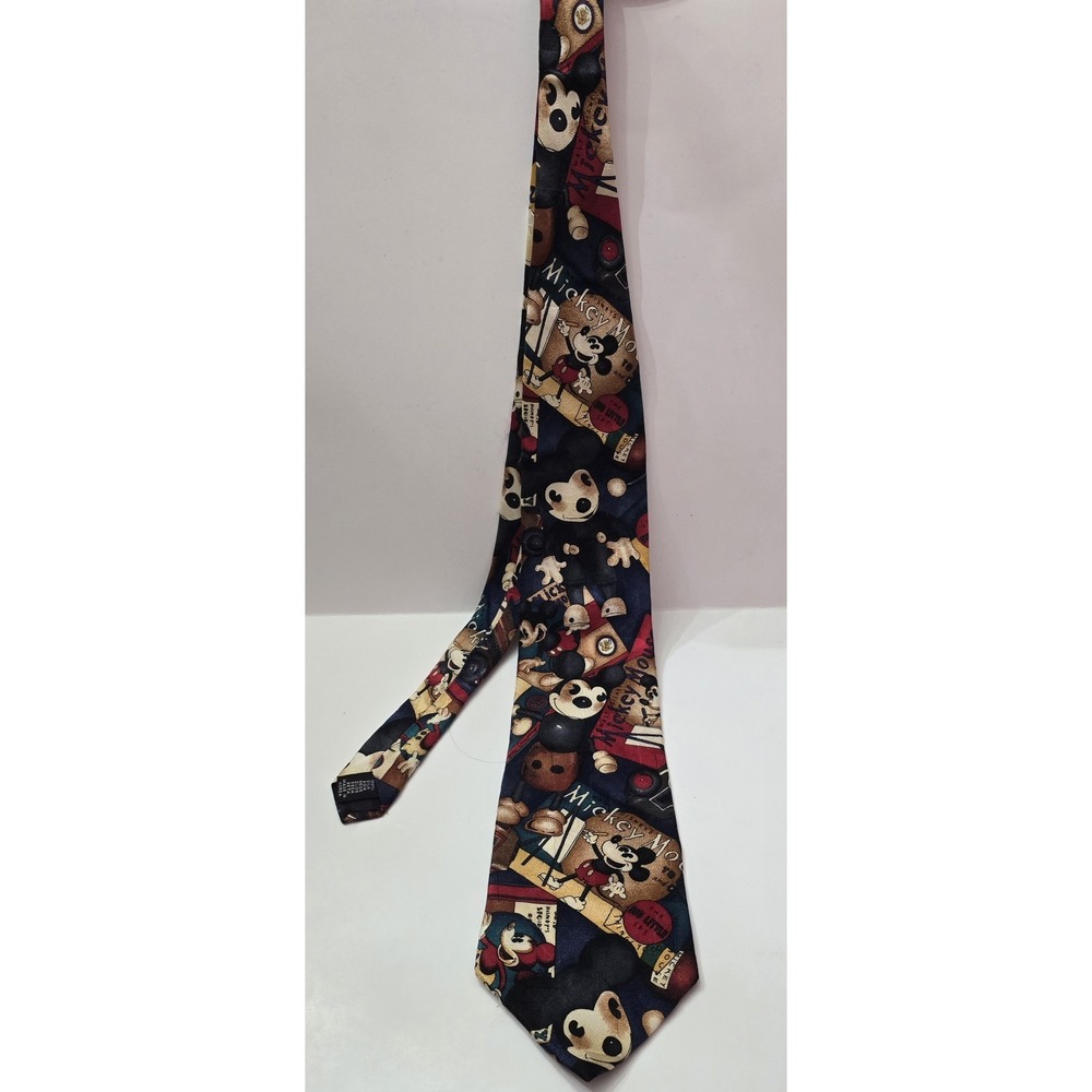 Vintage Disney Mickey Mouse Silk Tie Atlas Design Göteborg Sweden Blue
